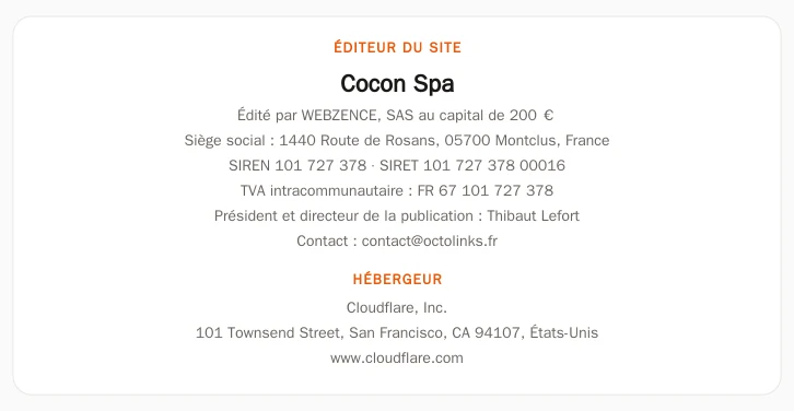 Coordonnées légales de l&rsquo;éditeur et de l&rsquo;hébergeur du site